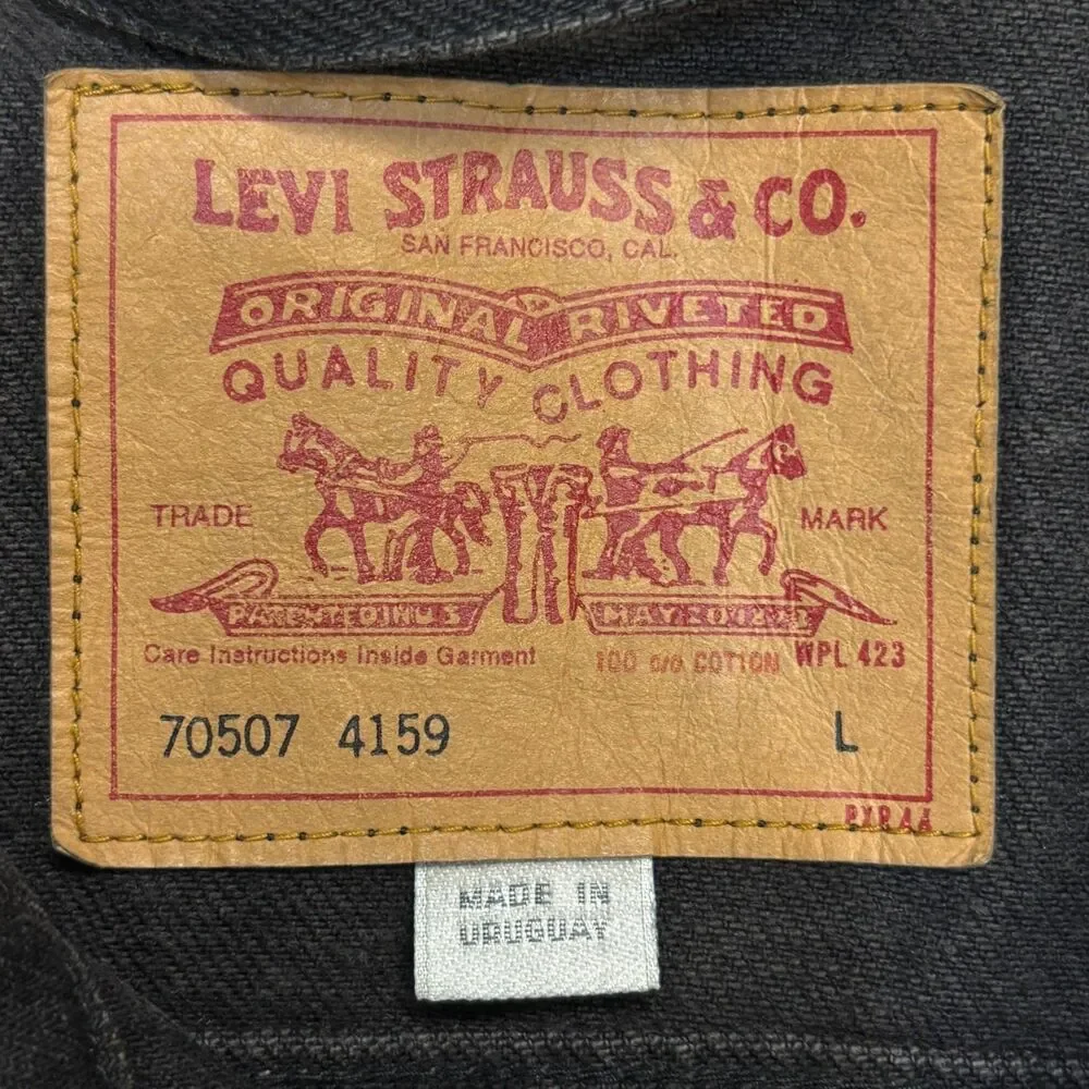 Vintage Levi's 70507 4159 Men Black Denim Trucker Jean Jacket Size Large C130 20